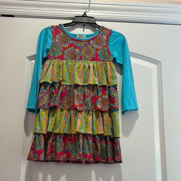 Colorful Kids Dress with Blue Sleeves - Picture 1 of 1
